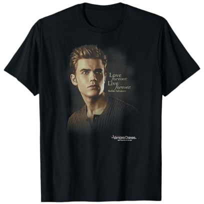 Warner Bros. Vampire Diaries Stefan Forever T-Shirt, Unisex-Erwachsene, Schwarz, S