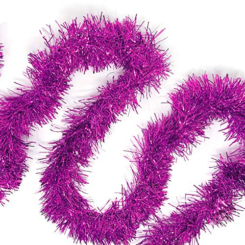 Allgala Guirnalda de papel de aluminio de 50 pies para decoración de árbol de vacaciones, barandillas, hogar, oficina, evento, Fucsia