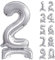 GoDan Beauty&Charm Riesige Luftballons Zahlen 0-9 zum Aufstellen auf dem Tisch 74 cm Folienballon Geburtstagsluftballons Zimmer und Raumdekoration beim Geburtstag Jubiläum Jahrestag (Zahl 2 Silber)
