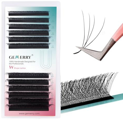 W lashes 4D Premade fan Lashes Extensions 0.07mm D Curl 8-14mix Gemerry Eyelash Extensions Noir Volume Thick Lashes Professional Single Lash Individual Russian Lash Tray(W-4D-007-d cur-8-14mix)