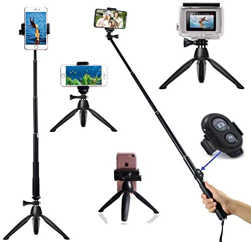 Selfie-Stick, 100 cm (40 Zoll), Selfie-Stick, Bluetooth, Einbeinstativ, verstellbar, kabellose Fernbedienung für GoPro Hero Fusion/Session/GoPro Hero/Action und iPhone/Samsung/Huawei