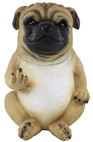 Ebros Dekofigur mit frechem und feistigem Fat-Pooch, realistisch, bezaubernder Rehkitz, Mops, Welpe, der Vogel umdreht, 17,8 cm hoch