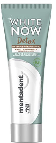 Mentadent Metadent Zahnpasta White Now, Detox mit Mineralton und Kokosextrakten 75 ml für 3 mal weiße Zähne sofort