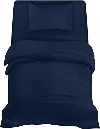 Utopia Bedding 3 Piece Single Bedding Set - Duvet Cover, Fitted Sheet with Pillow case - Soft Brushed Microfiber (Navy)
