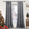 PONY DANCE Silver Grey Velvet Thermal Curtains - Eyelet Blackout Curtains 90 Drop Pair Luxury Drapes Elegant Home Decor Window Treatment for Living Room/Bedroom, 52x90 Inch