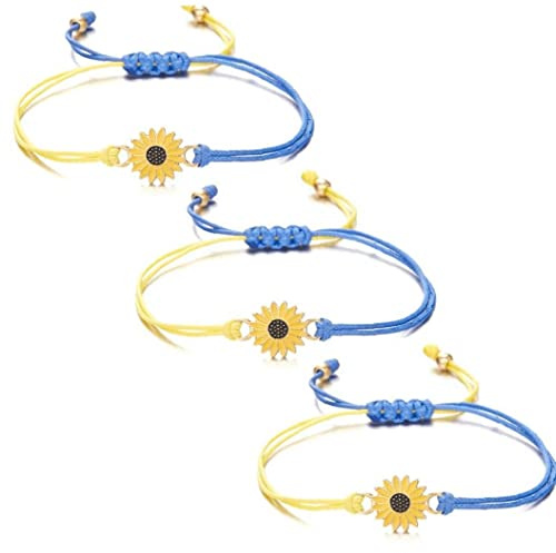 Bemvp Sonnenblumenfrieden Ukraine Armband, 3pcs Unisex Gewebtes Freundschaftsarmband Patriotische Souvenirs Geschenk