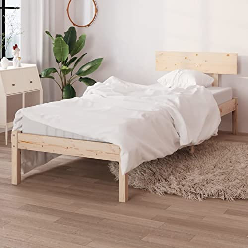 Tidyard Massivholzbett Holzbett Bettrahmen mit Lattenrost Futonbett Bettgestell Einzelbett Jugendbett Betten Kiefer 90x200 cm