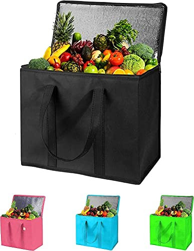 16L Large Cool Bag Cooler Bag and Cooler Box, Insulated Food Delivery Bag for Uber Eats, Thermal Bag for Hot and Frozen Food, Picnic and Grocery Delivery, Freezer Shopping Bag (30x18x30cm 16L Black)