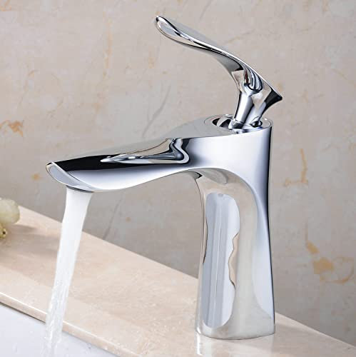 Leekayer Rubinetto Bagno Singolo Foro Montaggio Una Maniglia Cromo Bacino Miscelatore Rubinetto Lavatoio Ottone Rubinetto
