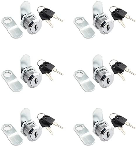 Moicstiy Schrank-Nockenschloss, 1,9 cm Schlösser mit Schlüssel, Zylinder-Nockenriegel, Chrom-Finish, Wohnmobil-Schloss, Ersatz, Zinklegierung, sichere Schubladenschloss für Aktenschrank, Briefkasten