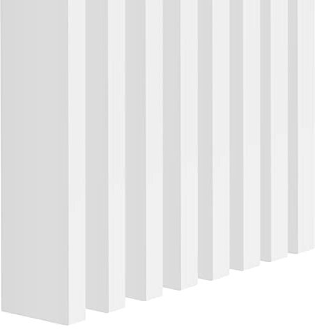 KLEMP Freistehende Trennwand aus MDF-Holzpaneelen, 10 Lamellen-Leisten je 2,2 x 9 x 275 cm im Set, vertikale oder horizontale Wandverkleidung in Holzoptik für innen, 10 Stück PL010 Weiß Matt
