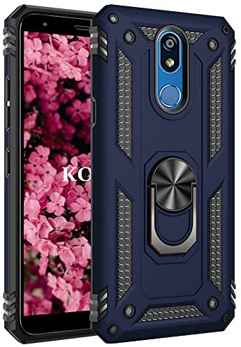 KOUYI Kompatibel mit LG K40 Hülle, Handyhülle Cover TPU Magnetische Bumper Stoßdämpfung Schutzhülle Stoßfest Cover Case mit 360 Grad Drehbar Ringhalter für LG K40 (Blau)