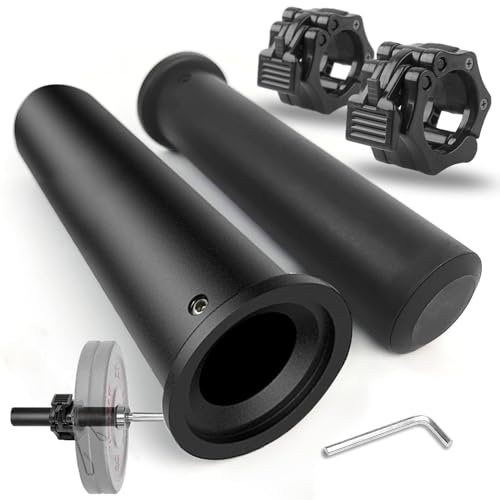 NewBEP 2PCS Olympic Adapter Sleeve 7.8 with Barbell Clamps 2, Converts 1 Standard to 2 Olympic Weight Plate Posts, Removable End Cap