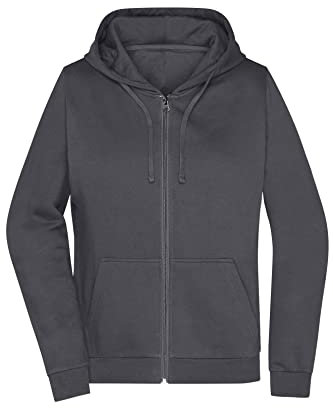 James & Nicholson Damen Basic Kapuzen-Sweatjacke - Leicht taillierte Sweatjacke mit Kapuze | Farbe: Graphite | Grösse: XXL