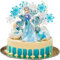 Cake Topper Set, 27 Stück Kuchen Dekoration Schloss Schneeflocken Tortendeko Blau Weiß Tortendeko Prinzessin Kuchen Topper Glitter Happy Birthday Tortenaufsatz für Geburtstag Kinder