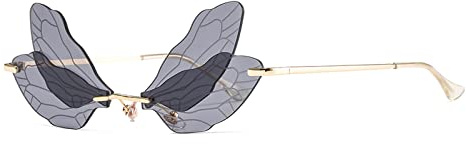 YUELUQU Mode Rimless Dragonfly Schmetterling Flügel Sonnenbrille Party Cosplay niedliche lustige Gläser