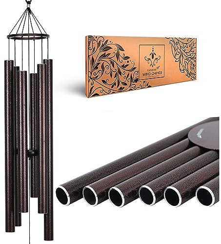 Vanquer VQ020 Windspiel für den Außenbereich, tiefer Ton, 121,9 cm, Freiraum für den Außenbereich, Trauergeschenk, Garten, Terrasse, Heimdekoration (121,9 cm Bronze)