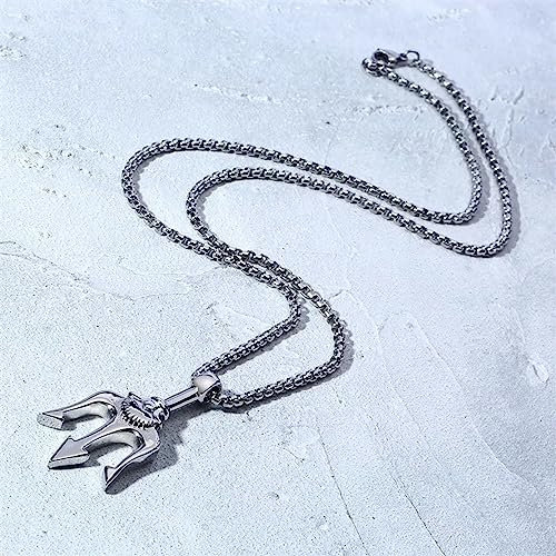 Halskette Anhänger Halskette Mann Neptun Dreizack Anhänger Halskette Männer Statement Halsketten Meeresliebhaber Geschenk Schmuck Geburtstagsgeschenke für Frauen Männer