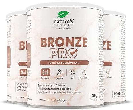 Nature's Finest by Nutrisslim Bronze PRO: Beta Carotin Hochdosiert für Bräune, Selbstbräuner Körper, Natürlich Schöne Haut, 3in1 Bräunungsbooster & Beauty-Hautmischung für Frauen
