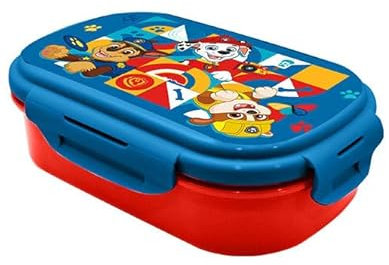 HOVUK Lonchera Paw Patrol para niños, lonchera de 2 compartimentos con cubiertos, apta para microondas y lavavajillas, caja de sándwich de ensalada a prueba de fugas a partir de 3 años, KL11345