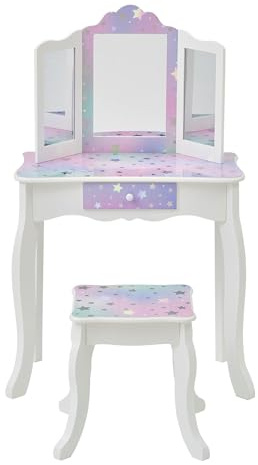 Teamson Kids - Starry Sky Print Gisele Medium Vanity - White/Lavender