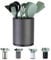 LIBODOUR Kitchen Utensil Holder Extra Large 360°Rotating For Counter Organizer Stainless Steel Storage Cooking Silverware Caddy 3 Compartment Flatware Spoon Spatula Tool Cutlery Container (Grey)