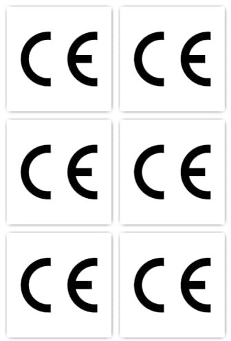Aufkleber: 50x50 mm, 6 Stück - CE Zeichen - quadratisch/rechteckig