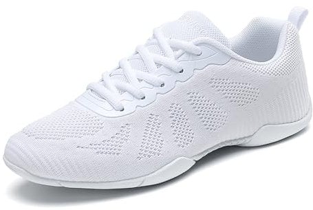 Chaussure de Cheerleading pour Femmes Mode Chaussures de Danse Légères Chaussures de Gymnastique Anti-dérapant à Lacets Yoga pour Fille Gym Running Baskets Blanc 37