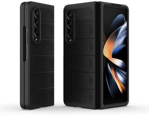 ESTH® Custodia Rigida in PC per Samsung Galaxy Z Fold4 con Scudo Antibatterico, Texture Delicata al Tatto, Cover Slim Antigraffio e Antiurto, Nero