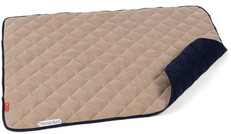 Doctor Bark Hundedecke Fleece Wendedecke - Flauschige, robuste Hundemattefür größere Hunde - Liegedecke, waschbar bis 95°C (Beige/Marina, L - 100x80 cm)