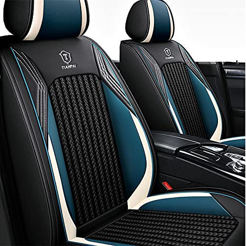 Awotzon Autositzbezug Für Seat Ibiza 2009-2023 5 Sitze Autositzbezüge Komplettset Allwetter Auto Sitzauflage Kunstleder sitzbezüge(Schwarz-blau)