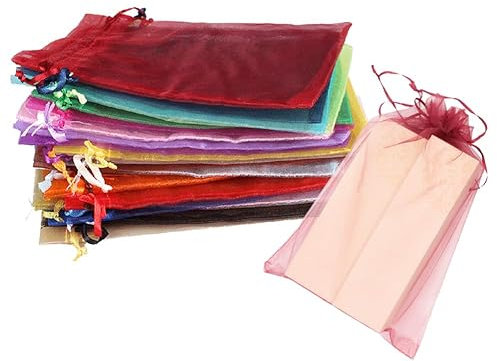 Whakano 20 Stück Bunt Organzasäckchen mit Kordelzug,Organzabeutel,Schmuckbeutel,GeschenkSack,für Hochzeit Geburtstag Süßigkeiten Schmuck Geschenkverpackung Party Mit Schnur,Gemischt,15x20cm