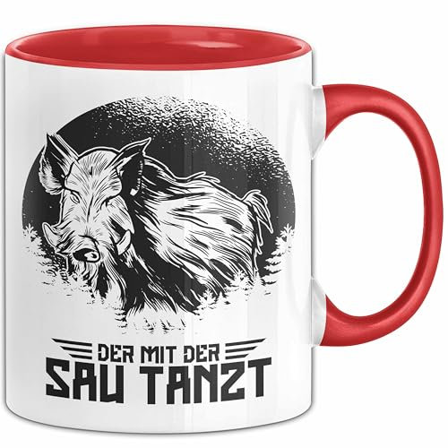 Jäger Tasse Geschenk Der MiT Der Sau Tanzt Jadt Geschenkdiee Kaffee-Becher (Rot)