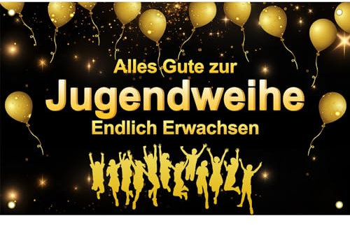 CHENGJIA Jugendweihe Banner fr Jungen und Mdchen - 180 x 110cm / 71 x 43in - Multicolored - Polyester - Alles Gute zur Jugendweihe