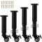 Btowin VCF Lot de 4 pieds de meubles réglables en métal de 14 à 18 cm avec roulettes pivotantes, pieds de support de rechange robustes pour armoire/étagère de stockage/chaise/commode/table basse