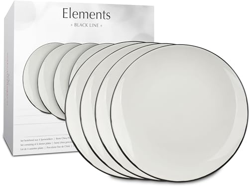 Konitz 4er Speiseteller Ø 27 cm im Geschenkkarton Elements - Black Line
