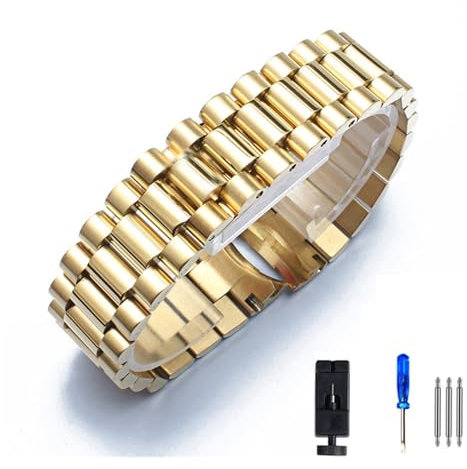 LQXHZ Uhrenarmband kompatibel mit Rolex DATEJUST DAY-DATE, kompatibel mit Oysterpertual-Datum, Edelstahlarmband, Uhrenzubehör, 13, 17, 20, 21 mm Uhrenarmband, 13mm With logo, Achat