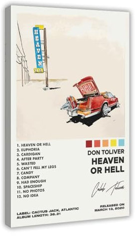 Don Toliver Poster, Himmel oder Hölle, Albumcover, Poster, Leinwand, Poster, Schlafzimmer-Dekor, Sportlandschaft, Büro, Raumdekoration, Geschenkrahmen: 50 x 75 cm