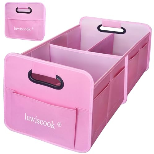 68L Car Boot Organiser, Collapsible Car Boot Tidy Storage Box SUV Organiser | 1680D Oxford 3 Large Compartment Organiser Car Boot Bag, Non Slip Double-layer Bottom, 5 Side Pockets, Strong Handle