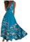 Robe Été Femme Chic Bohème Longue Fleurie Qui Cache Le Ventre - Cérémonie Grande Taille - Turquoise M