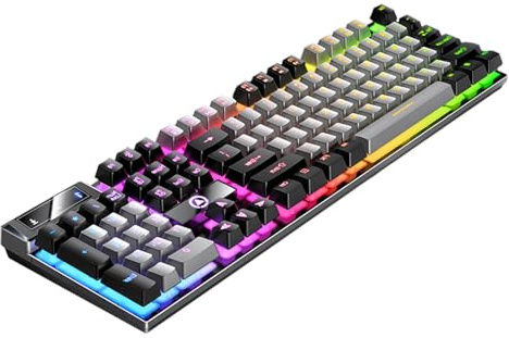 Tuxxjzm Kabelgebundene Computertastatur, kabelgebundene mechanische,Mechanische Computertastatur mit 104 Tasten | Mechanische -, helle, Desktop-