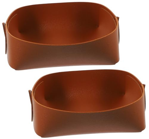 JEWEDECO 2pcs Leather Desktop Storage Trays Stylish Key Holders for Home Watch Sundries Organizer Elegant Design for Entryway Office Multifunctional for Keys Jewelry Mobile Phones
