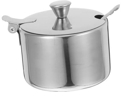 Alipis Stainless Steel Sugar Bowl with Spoon and Lid Small Sugar Jar for Kitchen Storage and Table Use