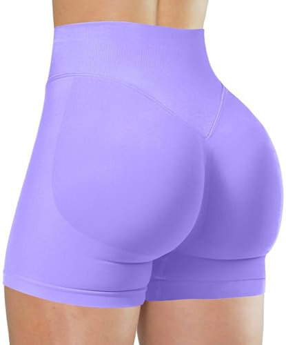 Unthewe - Pantaloncini da Allenamento da Donna, Cucitura Scrunch sul Retro, Senza Cuciture, a Vita Alta, Controllo della Pancia, Palestra, Yoga, #1 Viola., S