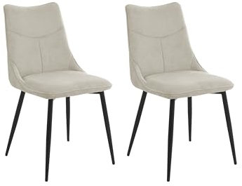 byLIVING Esszimmerstuhl 2er Set Carlo/Webstoff Taupe/Gestell Metall schwarz/Küchenstuhl / 4-Fuß-Stuhl/Polsterstuhl/B 59, H 88, T 47 cm