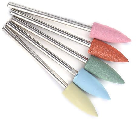 Nail Drill Bits, Nail Drill Bits Cuticle Nail Drill Bit 5pcs Nail Polishing Burr Manicure Bit Silicone Rubber + Stainless Steel for Processing and Polishing Nail, Glass, Plastic (171) (152)