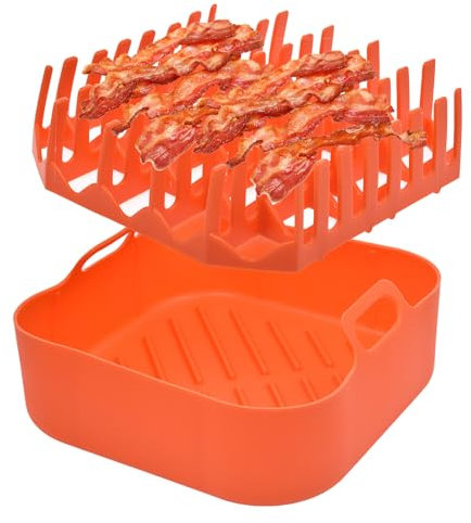 Bacon Rack for Air Fryer Oven | Microwave Bacon Tray Nonstick Rack | Heat Resistant Bacons Stand for Oven Cooking | Kitchen Accessories for Air Fryers, Sausage, Pizza Rolls Cooker
