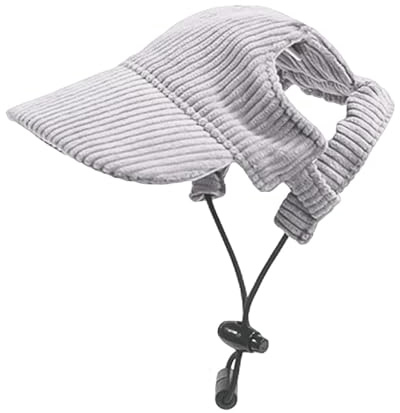 Hunde Baseballmütze, Verstellbar Sommer Sonnenschutz Hut Sonnenhüte mit Ohrlöchern, Haustier Sommer Hut für Welpen Hunde Mütze (Grau, XL)