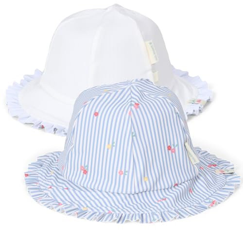 Little Dutch CL25038873 Kindersonnenhut wendbar - Sunny Flowers blau (Gr. 2/1-2 Jahre)