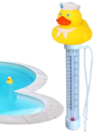 Papera Di Gomma Termometro Piscina Galleggiante, 20 Cm Termometro Per Piscina Esterna, Con Cordino, Infrangibile, Realizzata In Robusti Materiali ABS E PVC, Utilizzando Una Formula Sicura A Base